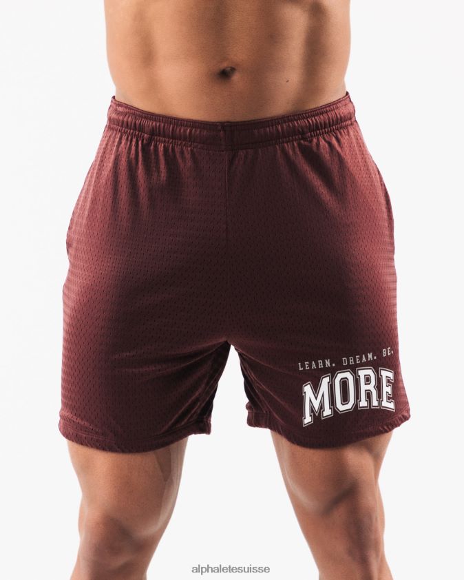 Hommes vêtements 46FZDN669 Alphalete ldb plus de maille courte 6" rouge bordeaux