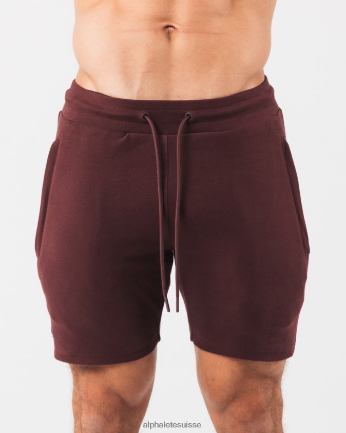 Hommes vêtements 46FZDN677 Alphalete identité court 6" sangria rouge
