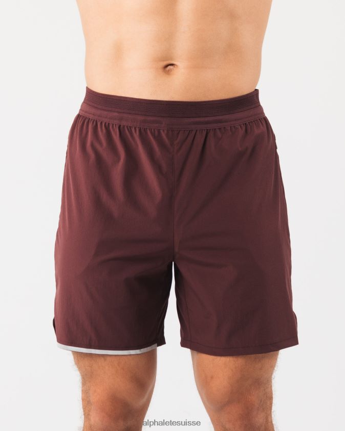 Hommes vêtements 46FZDN681 Alphalete studio court 6" sangria rouge