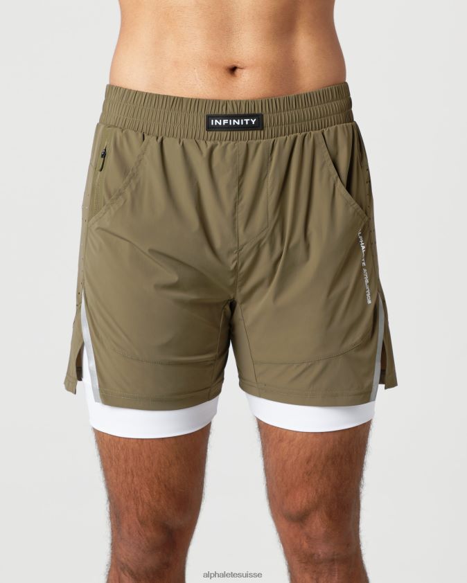 Hommes vêtements 46FZDN688 Alphalete vitesse infinie courte 5,5" saule vert