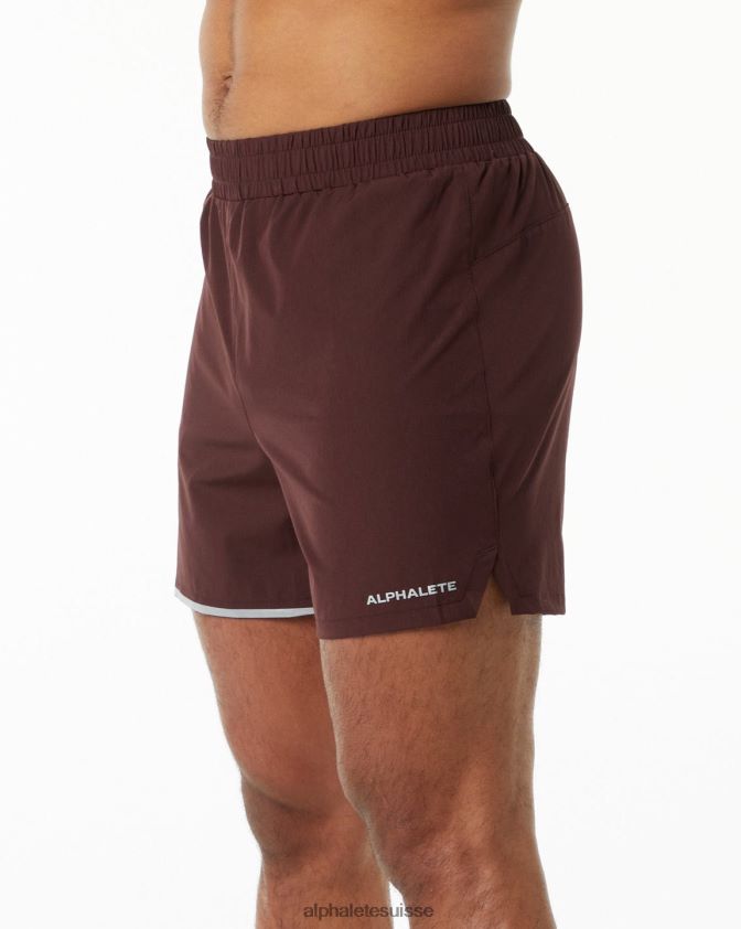 Hommes vêtements 46FZDN700 Alphalete foulée de base courte 5" rouge bordeaux