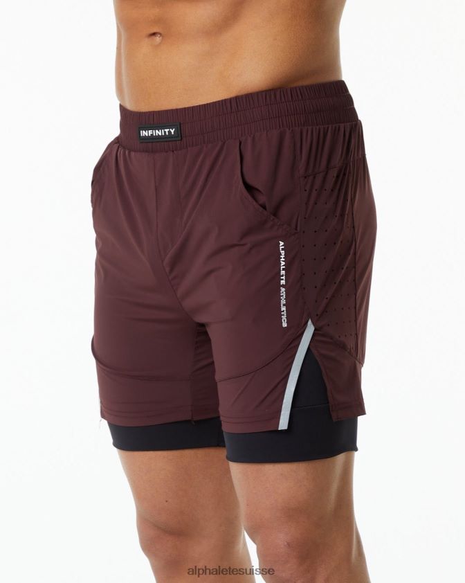 Hommes vêtements 46FZDN707 Alphalete vitesse infinie courte 5,5" rouge bordeaux