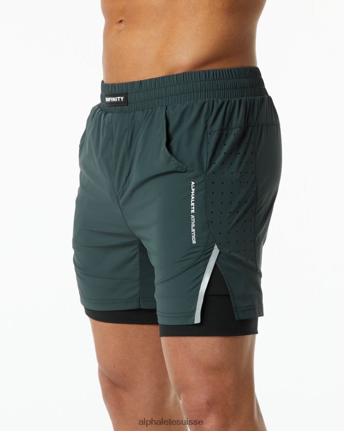 Hommes vêtements 46FZDN708 Alphalete vitesse infinie courte 5,5" vert Chasseur