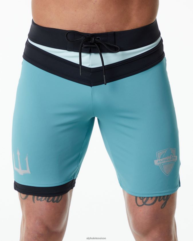 Hommes vêtements 46FZDN744 Alphalete short de compétition trident sarcelle
