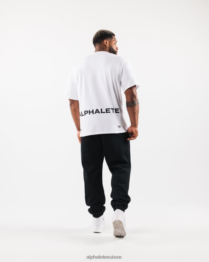 Hommes vêtements 46FZDN533 Alphalete t-shirt à écusson brossé blanc
