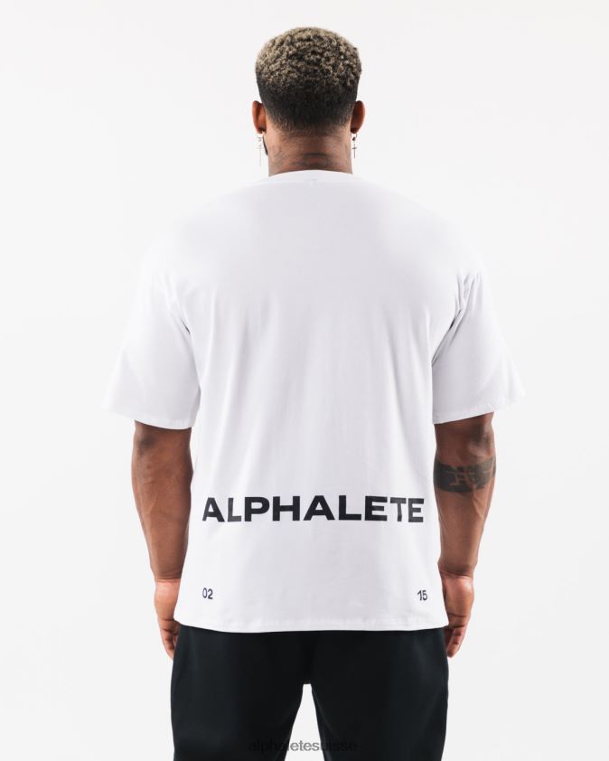 Hommes vêtements 46FZDN533 Alphalete t-shirt à écusson brossé blanc
