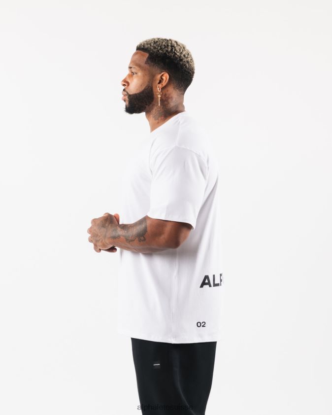 Hommes vêtements 46FZDN533 Alphalete t-shirt à écusson brossé blanc