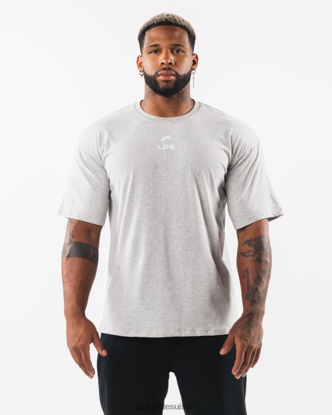 Hommes vêtements 46FZDN534 Alphalete t-shirt à écusson brossé gris chiné