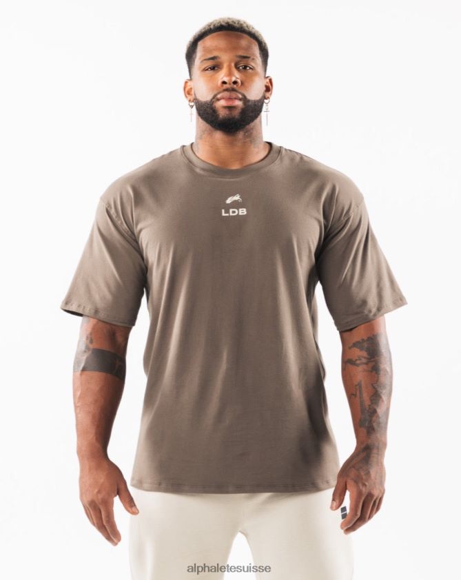 Hommes vêtements 46FZDN536 Alphalete t-shirt à écusson brossé taupe désert/marron coquillage