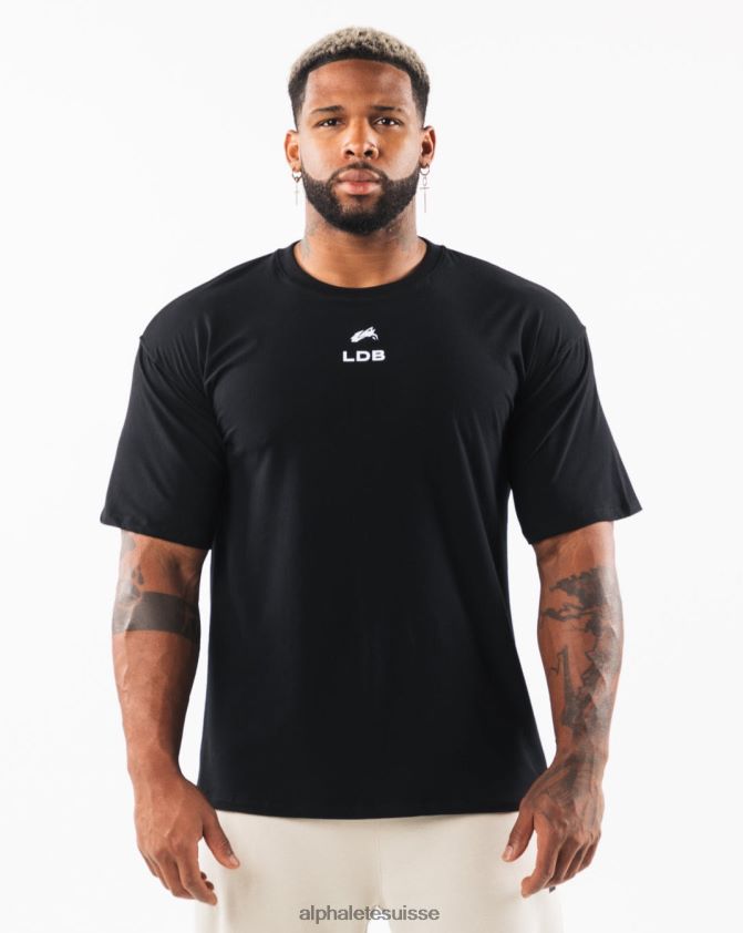 Hommes vêtements 46FZDN537 Alphalete t-shirt à écusson brossé noir