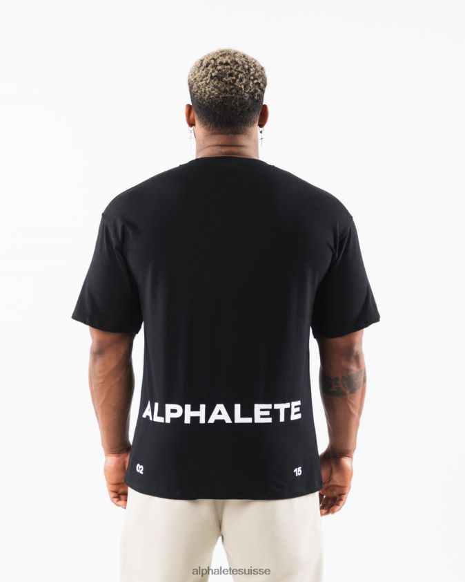 Hommes vêtements 46FZDN537 Alphalete t-shirt à écusson brossé noir