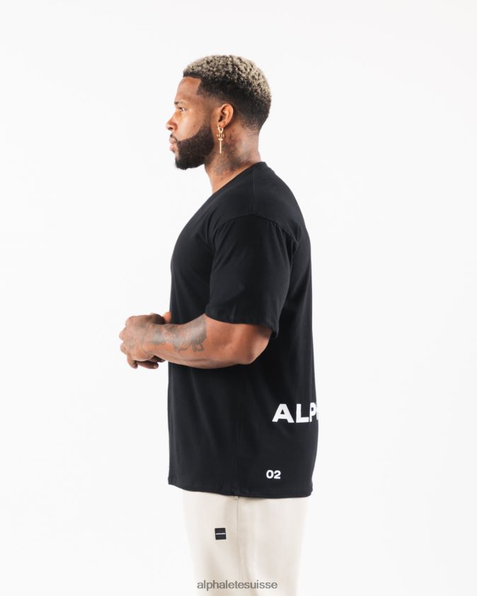 Hommes vêtements 46FZDN537 Alphalete t-shirt à écusson brossé noir