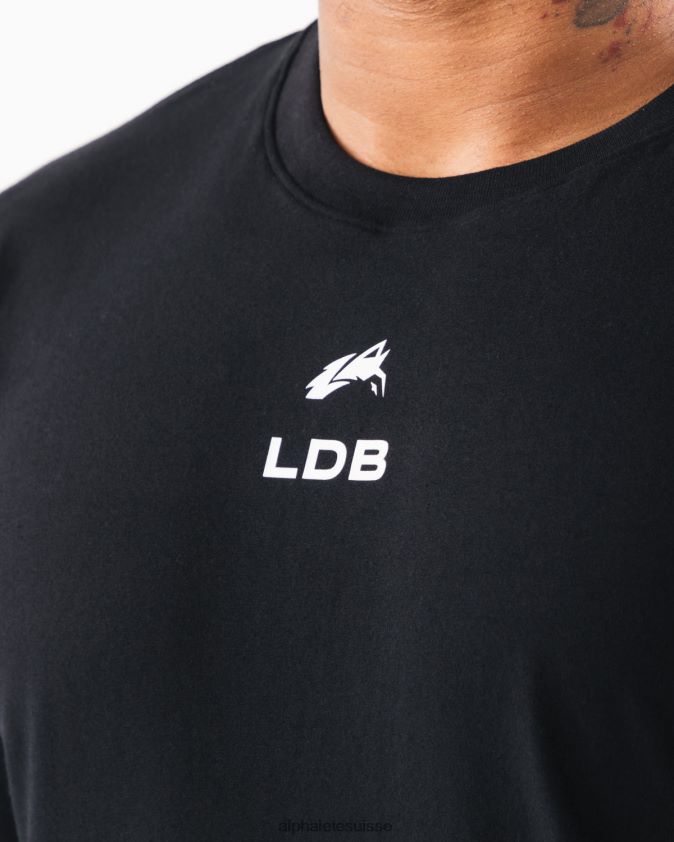 Hommes vêtements 46FZDN537 Alphalete t-shirt à écusson brossé noir