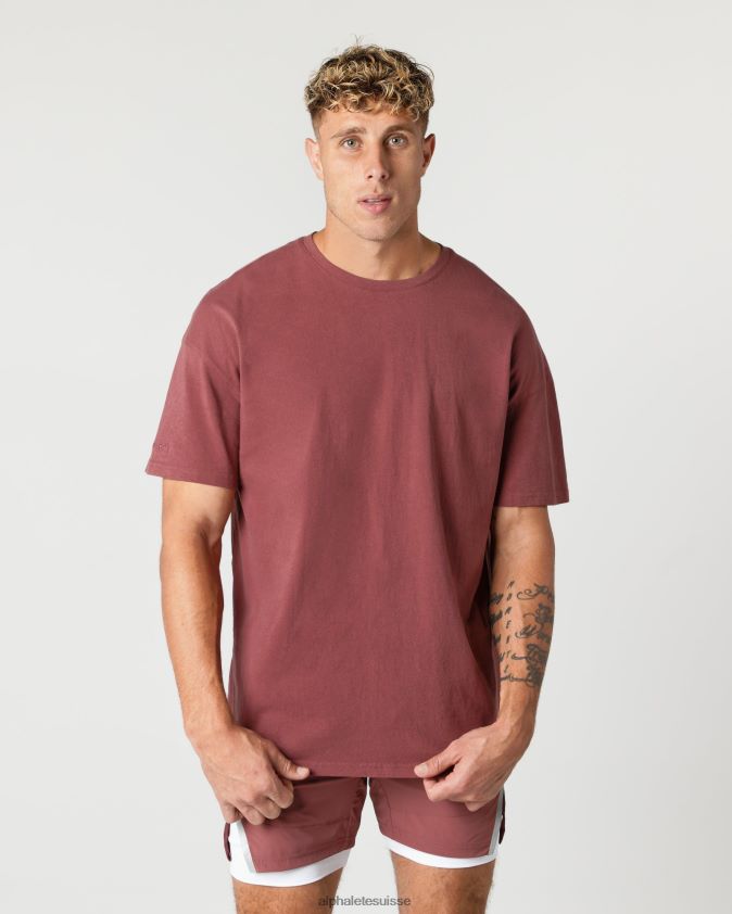 Hommes vêtements 46FZDN547 Alphalete t-shirt en coton épais rouge d'automne