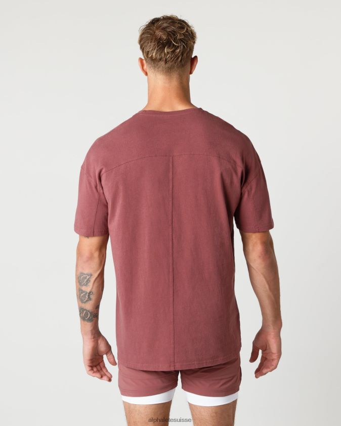 Hommes vêtements 46FZDN547 Alphalete t-shirt en coton épais rouge d'automne