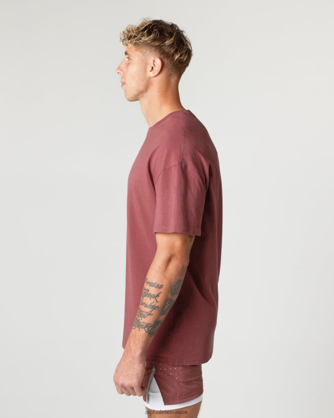 Hommes vêtements 46FZDN547 Alphalete t-shirt en coton épais rouge d'automne
