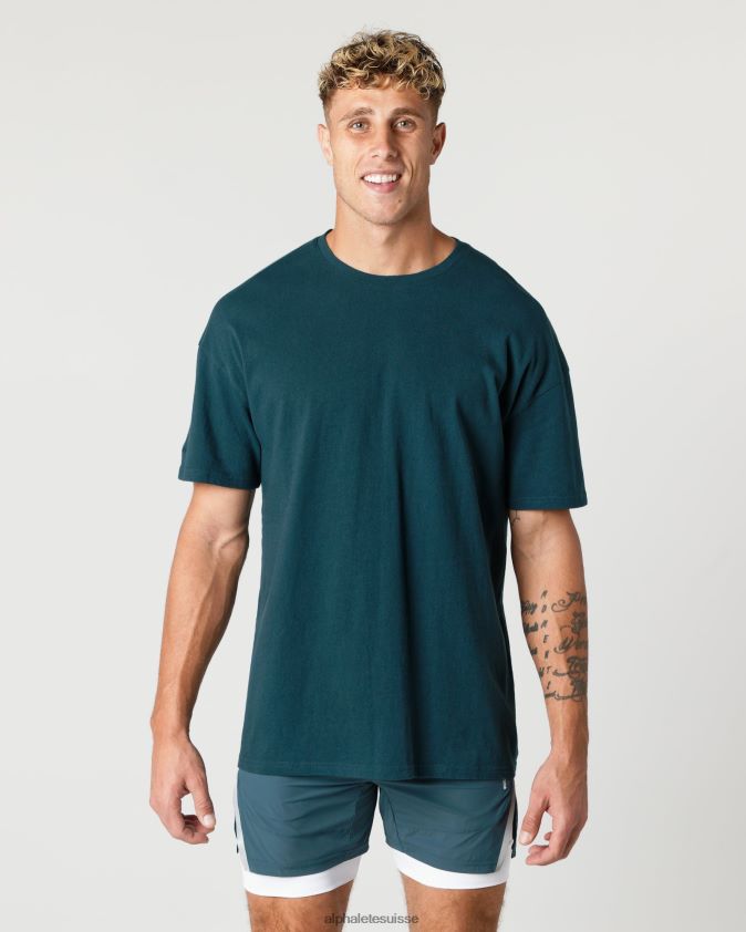 Hommes vêtements 46FZDN549 Alphalete t-shirt en coton épais bleu nuit