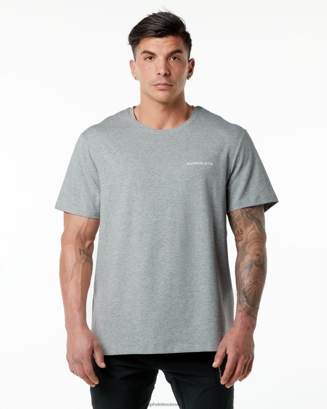 Hommes vêtements 46FZDN553 Alphalete t-shirt classique gris chiné