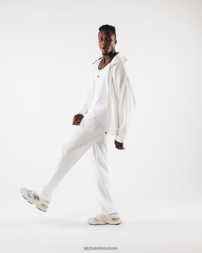 Hommes vêtements 46FZDN608 Alphalete veste entièrement zippée d'origine blanc