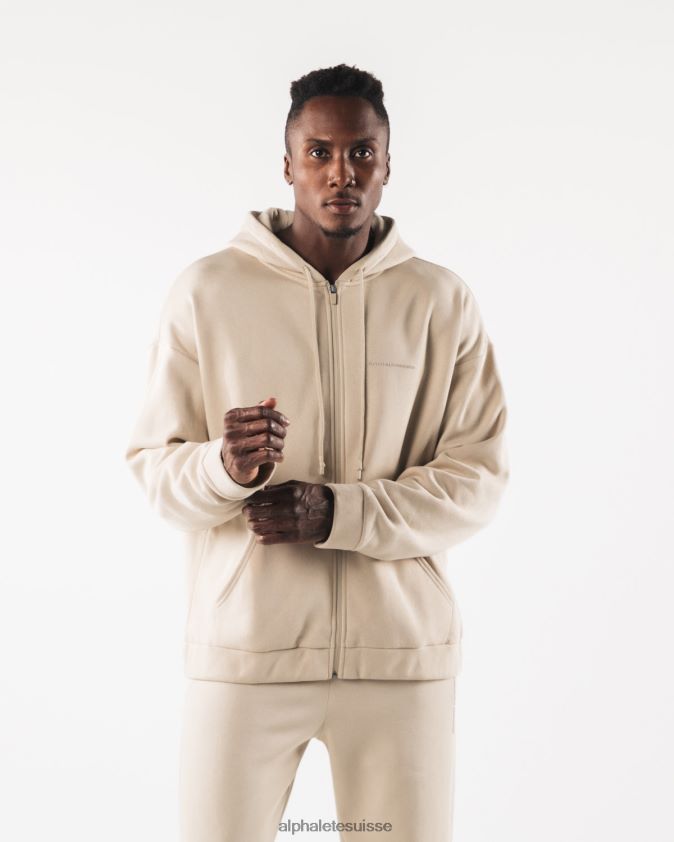 Hommes vêtements 46FZDN610 Alphalete veste entièrement zippée d'origine brun sel de mer