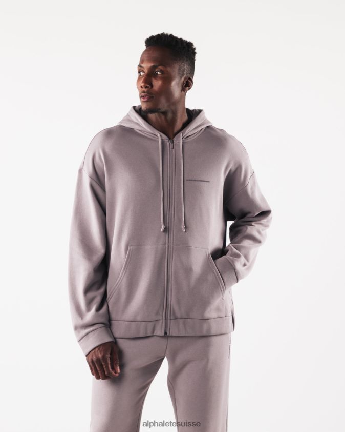 Hommes vêtements 46FZDN611 Alphalete veste entièrement zippée d'origine rose d'eau de rose