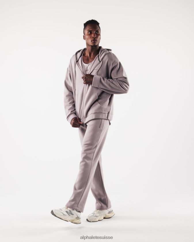 Hommes vêtements 46FZDN611 Alphalete veste entièrement zippée d'origine rose d'eau de rose