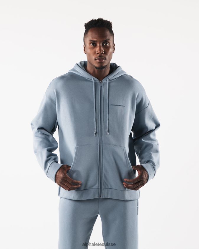 Hommes vêtements 46FZDN612 Alphalete veste entièrement zippée d'origine bleu iceberg
