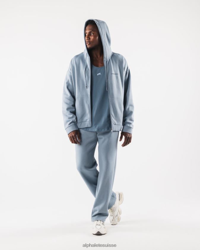 Hommes vêtements 46FZDN612 Alphalete veste entièrement zippée d'origine bleu iceberg