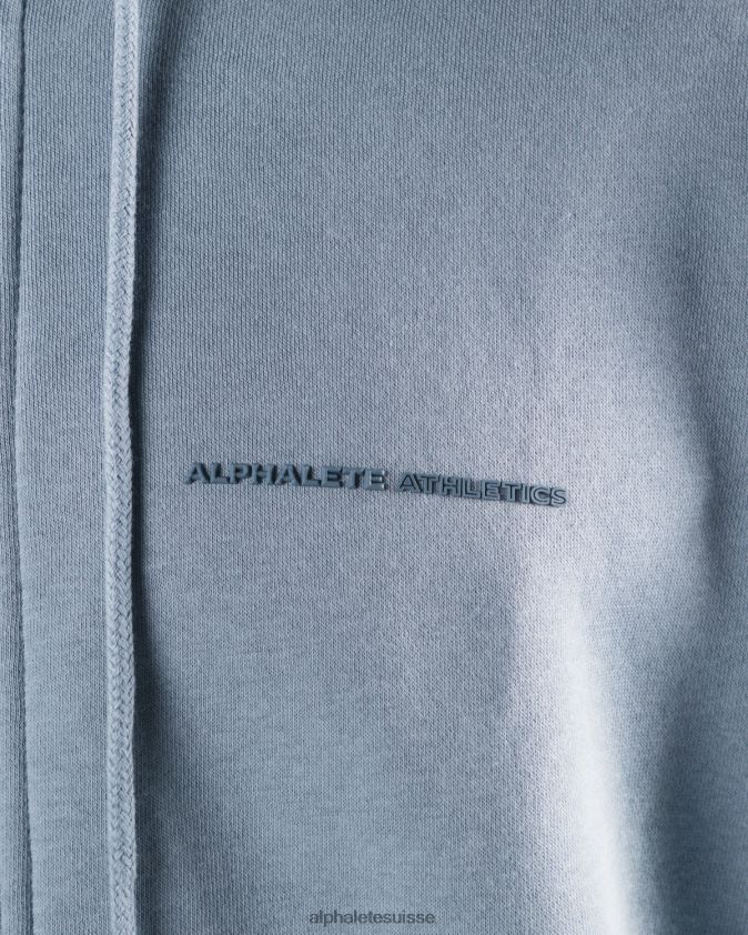 Hommes vêtements 46FZDN612 Alphalete veste entièrement zippée d'origine bleu iceberg