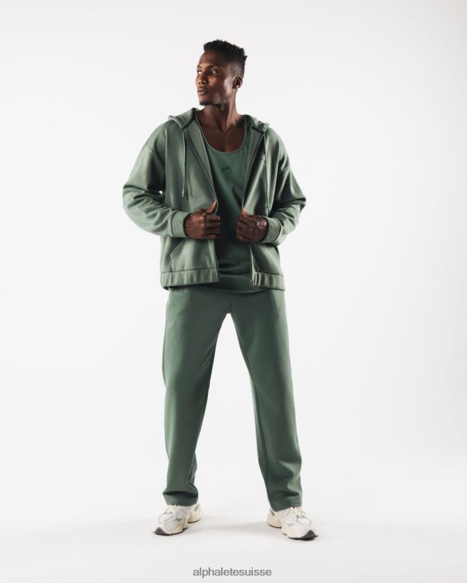 Hommes vêtements 46FZDN613 Alphalete veste entièrement zippée d'origine vert serein