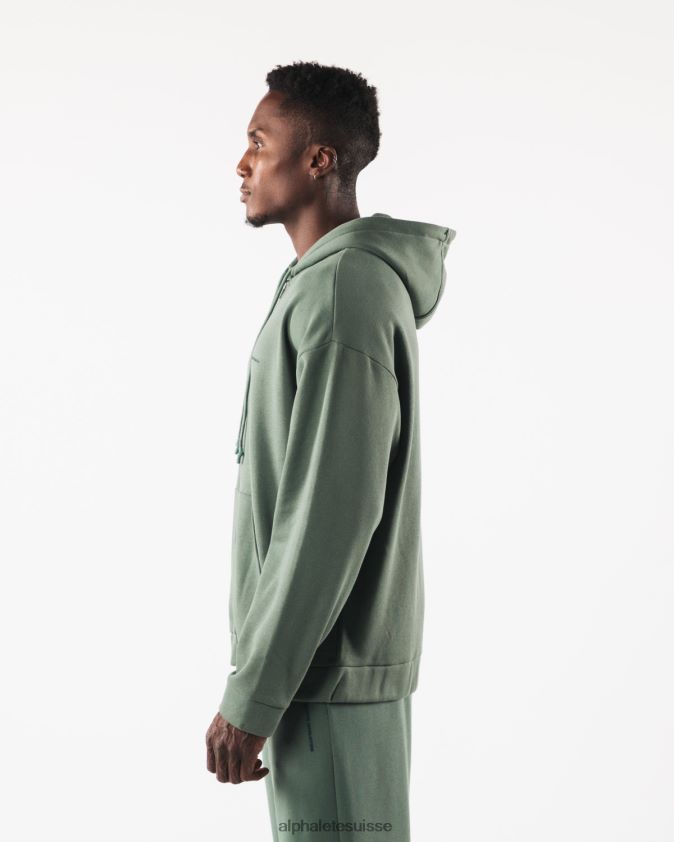 Hommes vêtements 46FZDN613 Alphalete veste entièrement zippée d'origine vert serein