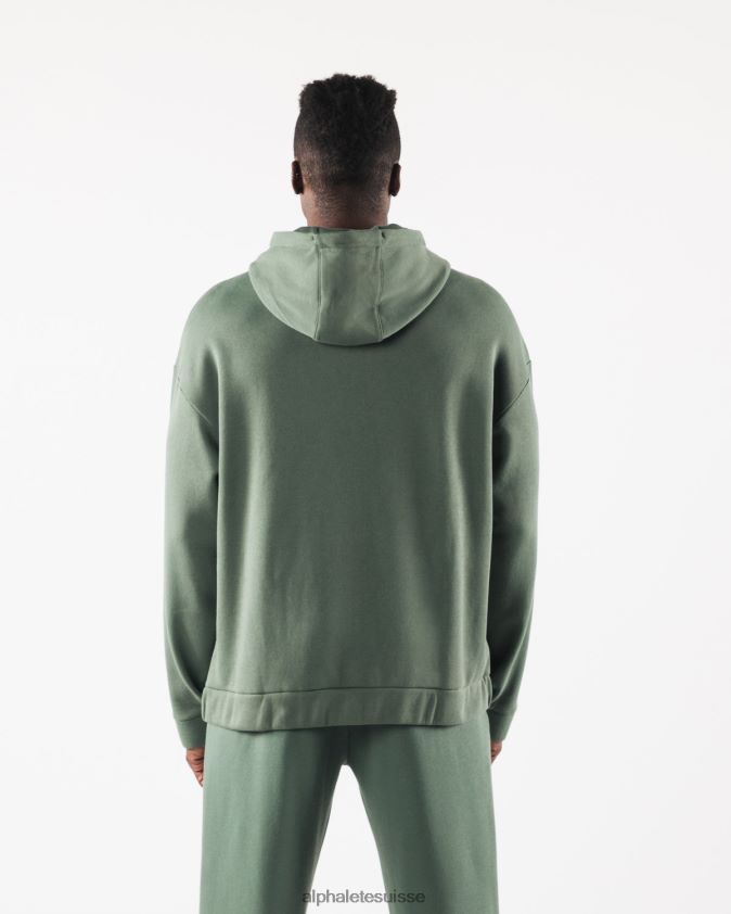 Hommes vêtements 46FZDN613 Alphalete veste entièrement zippée d'origine vert serein