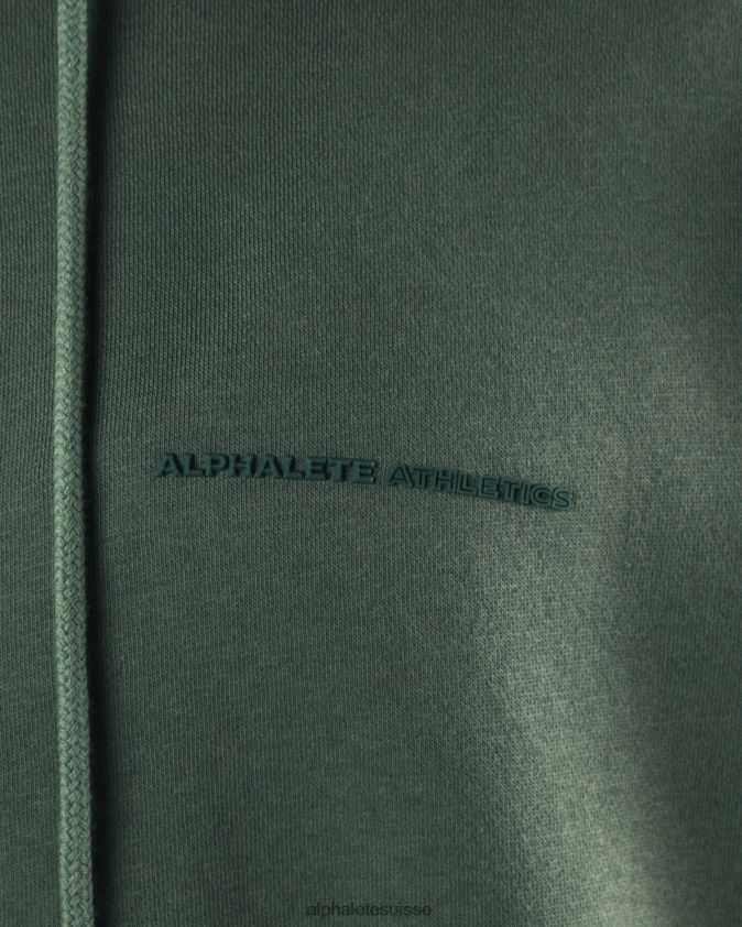 Hommes vêtements 46FZDN613 Alphalete veste entièrement zippée d'origine vert serein