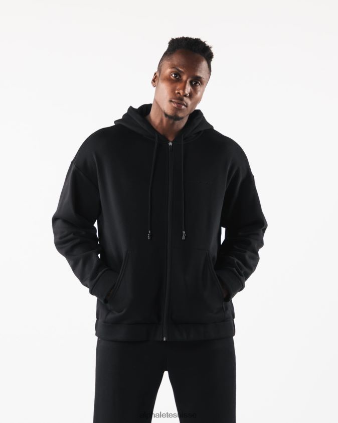 Hommes vêtements 46FZDN615 Alphalete veste entièrement zippée d'origine noir