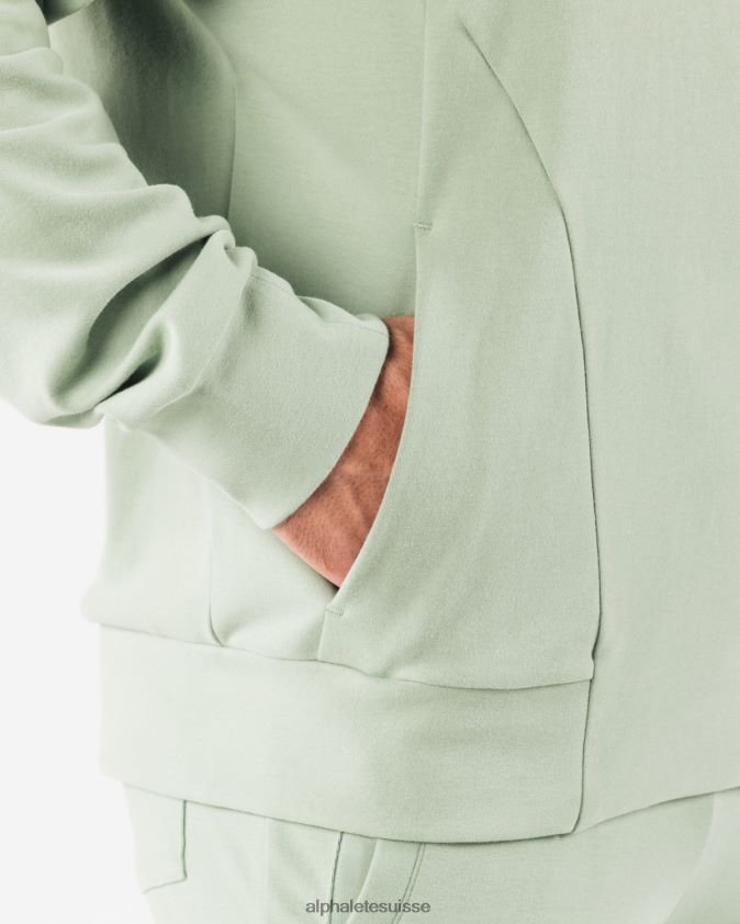 Hommes vêtements 46FZDN622 Alphalete sweat à capuche identité pro vert sauge