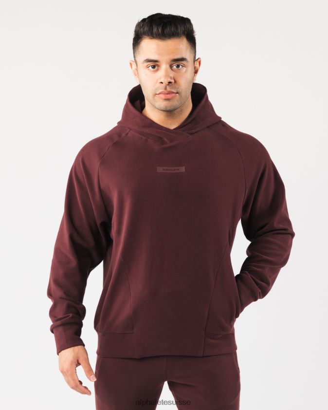Hommes vêtements 46FZDN624 Alphalete sweat à capuche identité pro sangria rouge