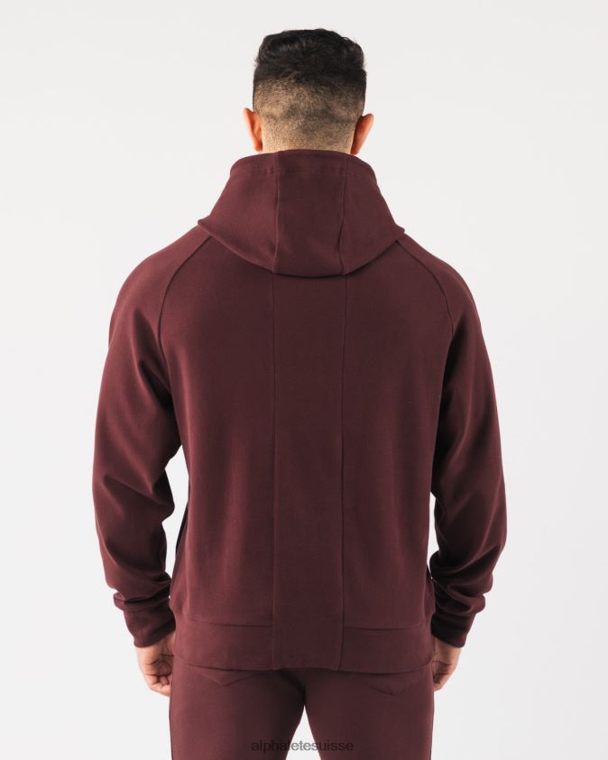 Hommes vêtements 46FZDN624 Alphalete sweat à capuche identité pro sangria rouge