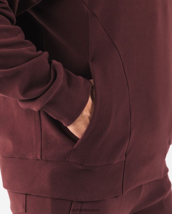Hommes vêtements 46FZDN624 Alphalete sweat à capuche identité pro sangria rouge