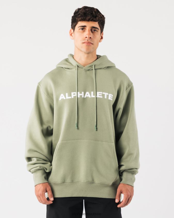 Hommes vêtements 46FZDN626 Alphalete sweat à capuche de base vert sauge
