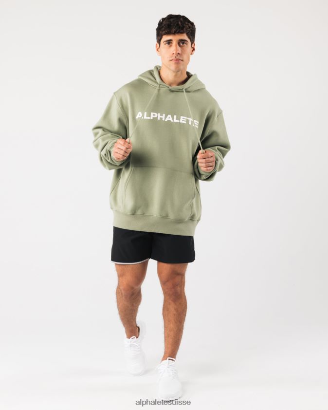 Hommes vêtements 46FZDN626 Alphalete sweat à capuche de base vert sauge