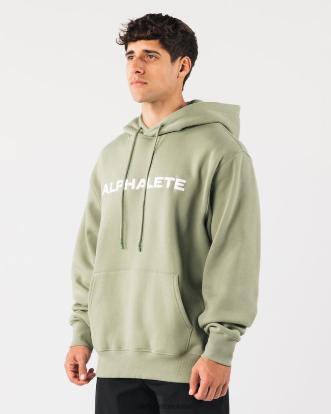 Hommes vêtements 46FZDN626 Alphalete sweat à capuche de base vert sauge