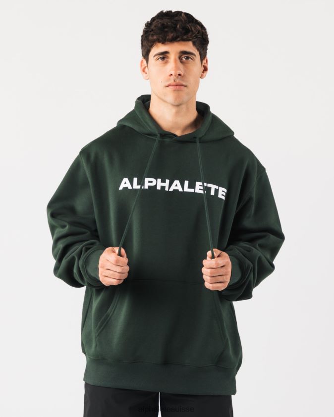 Hommes vêtements 46FZDN627 Alphalete sweat à capuche de base vert persistant