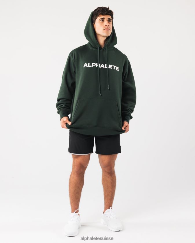 Hommes vêtements 46FZDN627 Alphalete sweat à capuche de base vert persistant