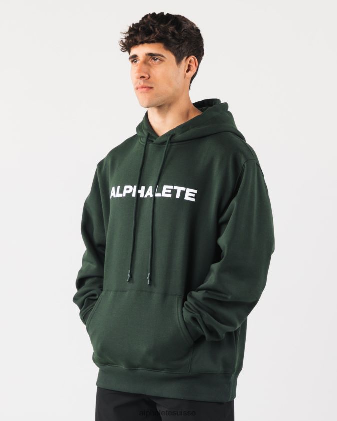 Hommes vêtements 46FZDN627 Alphalete sweat à capuche de base vert persistant