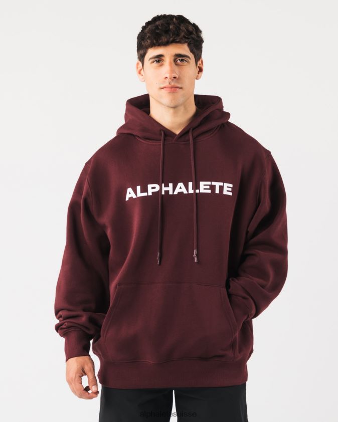 Hommes vêtements 46FZDN628 Alphalete sweat à capuche de base sangria rouge
