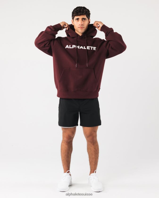 Hommes vêtements 46FZDN628 Alphalete sweat à capuche de base sangria rouge