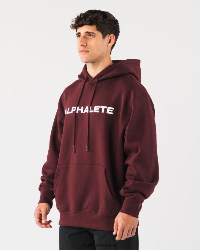 Hommes vêtements 46FZDN628 Alphalete sweat à capuche de base sangria rouge