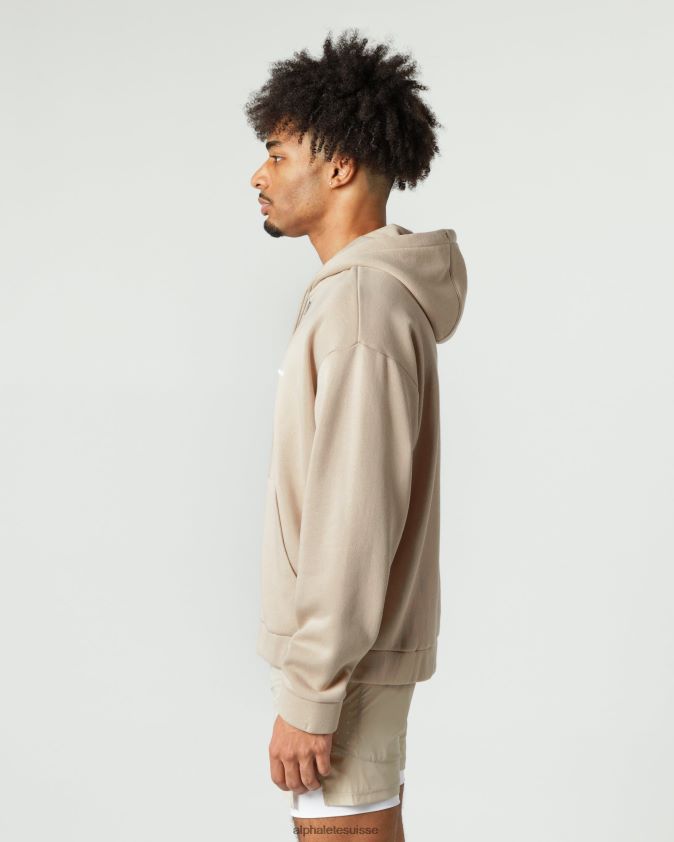 Hommes vêtements 46FZDN635 Alphalete veste classique entièrement zippée lin marron