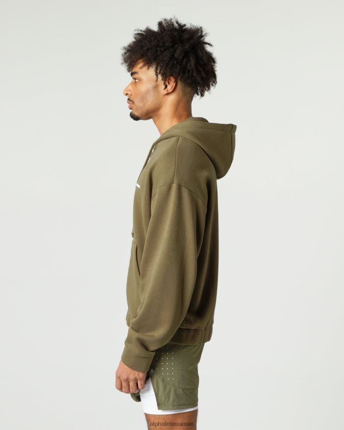 Hommes vêtements 46FZDN636 Alphalete veste classique entièrement zippée saule vert