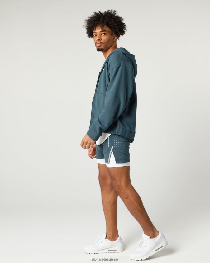 Hommes vêtements 46FZDN637 Alphalete veste classique entièrement zippée océan bleu